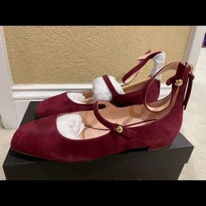 Brand new J. Crew suede burgundy Sally ballet flats